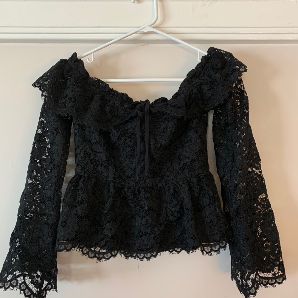 Stone Cold Fox Black Lace off shoulder Top 1 Sm